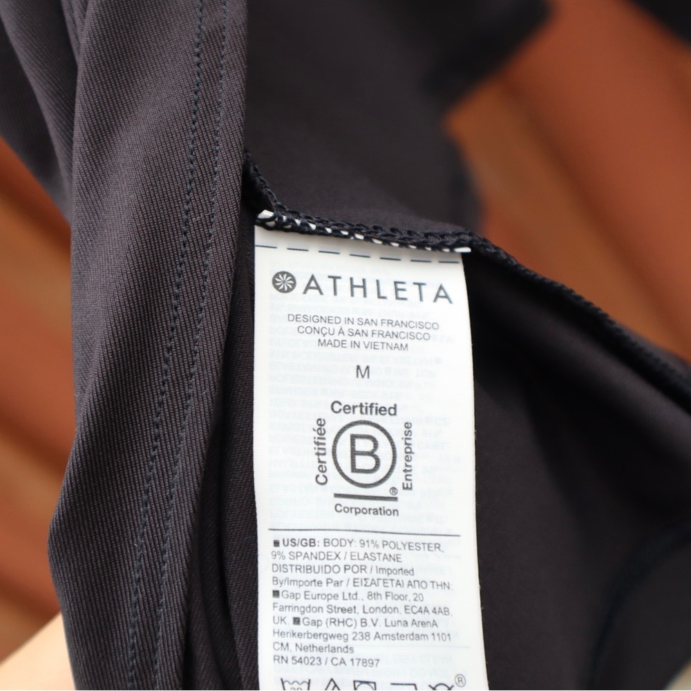 Athleta Black Workout Yoga Gym Open Back T Shirt size Medium Women - Picture 7 of 12